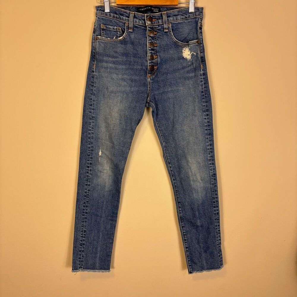 Veronica Beard Faye 11" High Rise Button Fly‎ Skinny Jeans Size 27